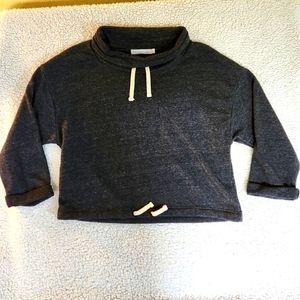 Alternative Apparel Medium Cowl Neck Crop Sweatshirt 3/4 Sleeve Gray